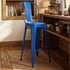 Chivari Blue Hi Gloss Tolix Style Metal Barstool with Back BTBMBLU-AX-T