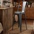 Chivari Hammered Gray Tolix Style Metal Barstool with Back BTBMCH-AX-T