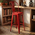 Red Hi Gloss Tolix Style Metal Barstool with Back