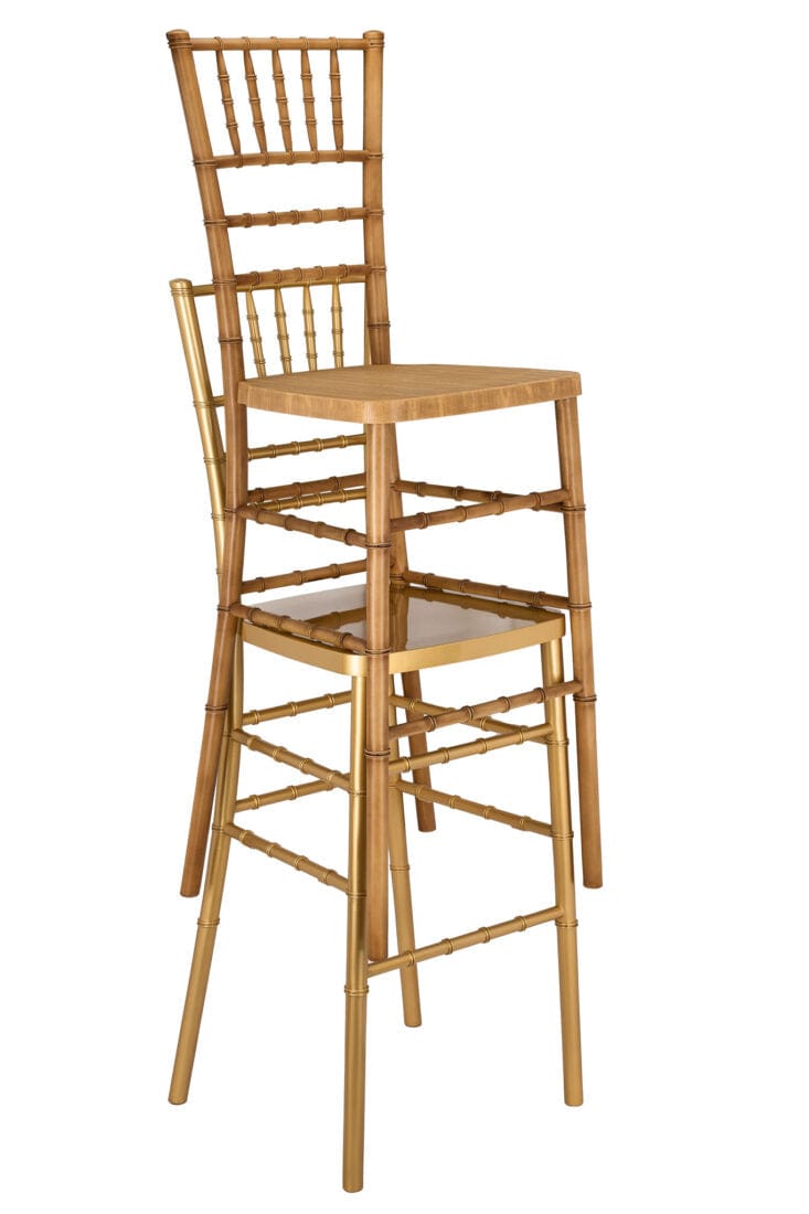 Chivari Natural WoodGrain™ Resin Steel Skeleton™ Chiavari Barstool BCRNB-ST-AX-T