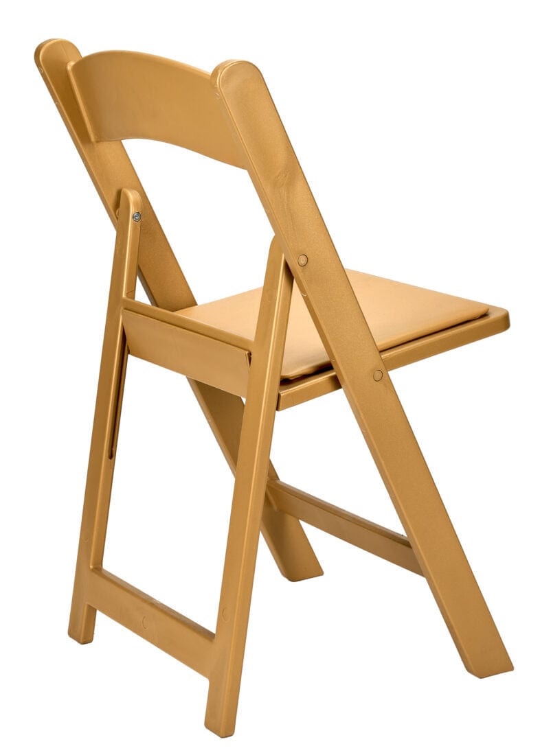 Chivari Bullion Gold with Bullion Gold Vinyl Cushion Resin Folding Chair CFRG-AX-T