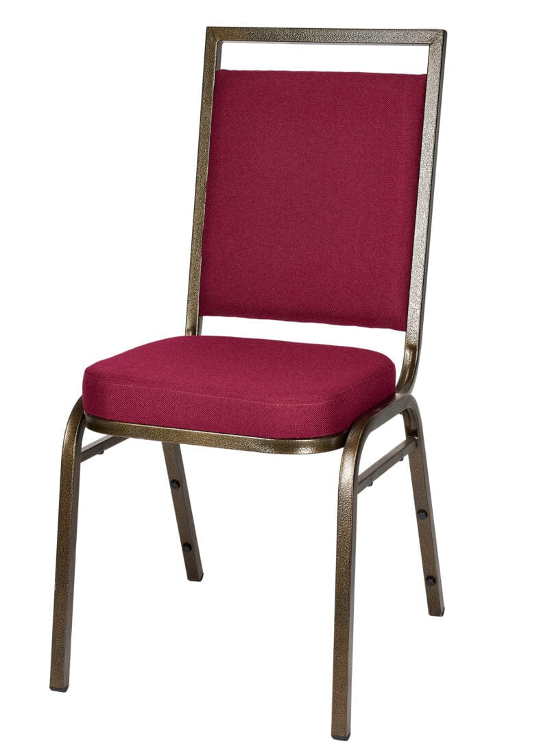 Chivari Burgundy Fabric on Gold Vein Frame Square Back Banquet Chair CQSFBU-ZF-T