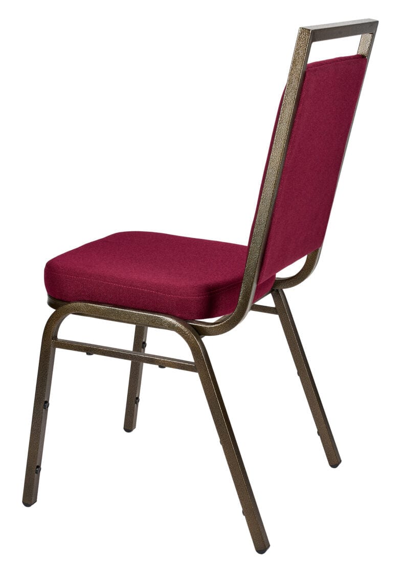 Chivari Burgundy Fabric on Gold Vein Frame Square Back Banquet Chair CQSFBU-ZF-T
