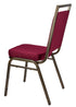 Chivari Burgundy Fabric on Gold Vein Frame Square Back Banquet Chair CQSFBU-ZF-T