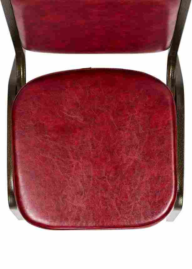 Chivari Burgundy Vinyl on Gold Vein Steel Frame Square Back Banquet Chair CQSVBU-ZF-T