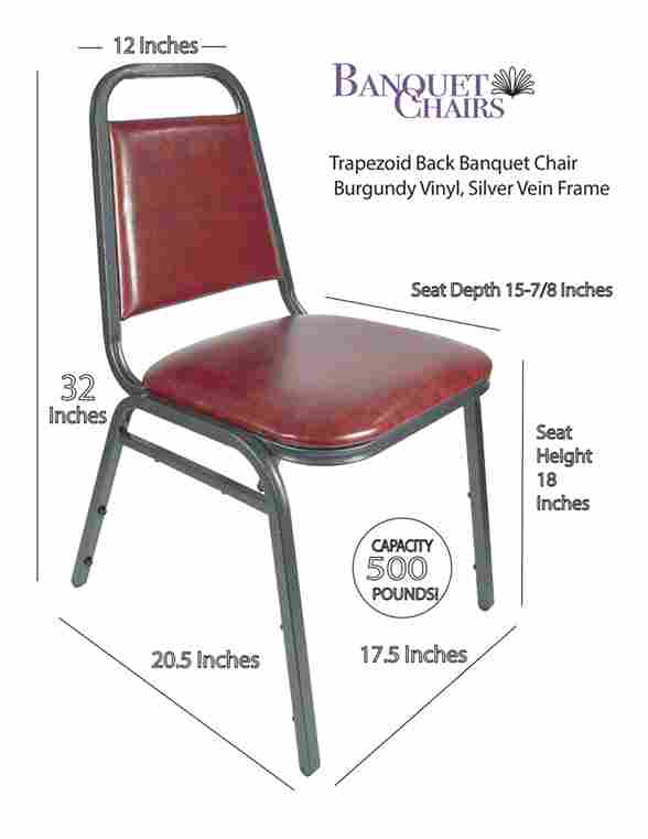 Chivari Burgundy Vinyl Silver Vein Steel Frame Trapezoid Back 32