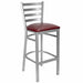 Chivari Ladder Back Bar Stool with Silver Frame and Burgundy Vinyl Seat BLMSVBU-ZF-KT