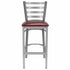 Chivari Ladder Back Bar Stool with Silver Frame and Burgundy Vinyl Seat BLMSVBU-ZF-KT