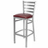Chivari Ladder Back Bar Stool with Silver Frame and Burgundy Vinyl Seat BLMSVBU-ZF-KT