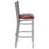 Chivari Ladder Back Bar Stool with Silver Frame and Burgundy Vinyl Seat BLMSVBU-ZF-KT