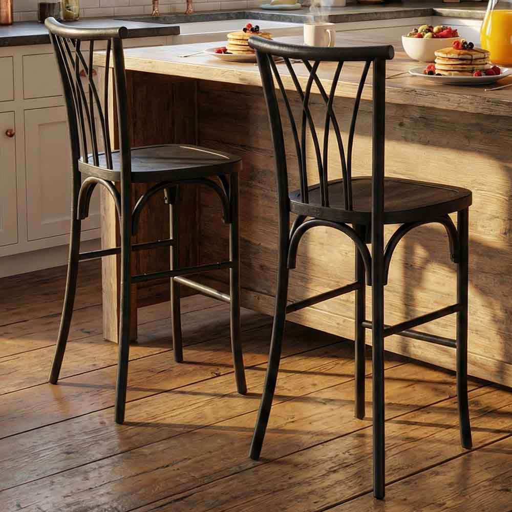 Chivari Black Resin Steel Skeleton™ Willow Barstool - 2 Pack - Some Assembly Required BWRB-KD-ST-AX-2