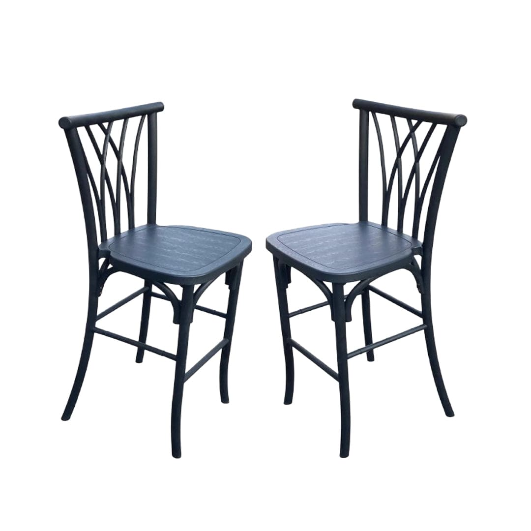 Chivari Black Resin Steel Skeleton™ Willow Barstool - 2 Pack - Some Assembly Required BWRB-KD-ST-AX-2