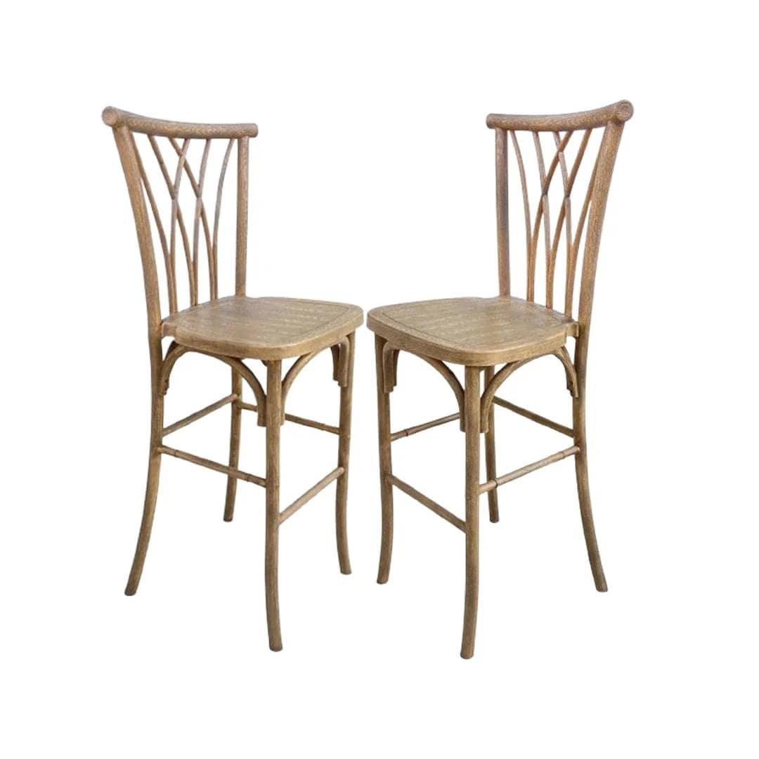 Chivari Chestnut Resin Steel Skeleton™ Willow Barstool - 2 Pack - Some Assembly Required BWRC-KD-ST-AX-2