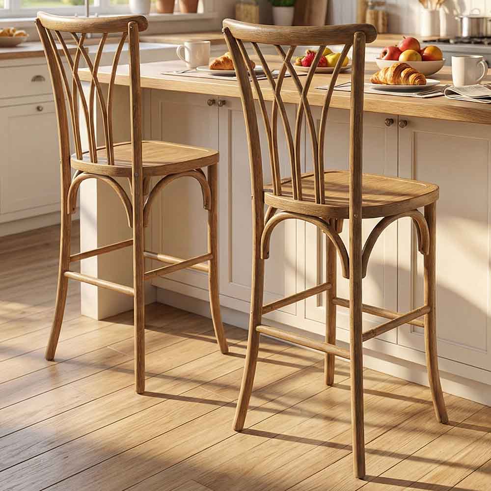 Chivari Chestnut Resin Steel Skeleton™ Willow Barstool - 2 Pack - Some Assembly Required BWRC-KD-ST-AX-2