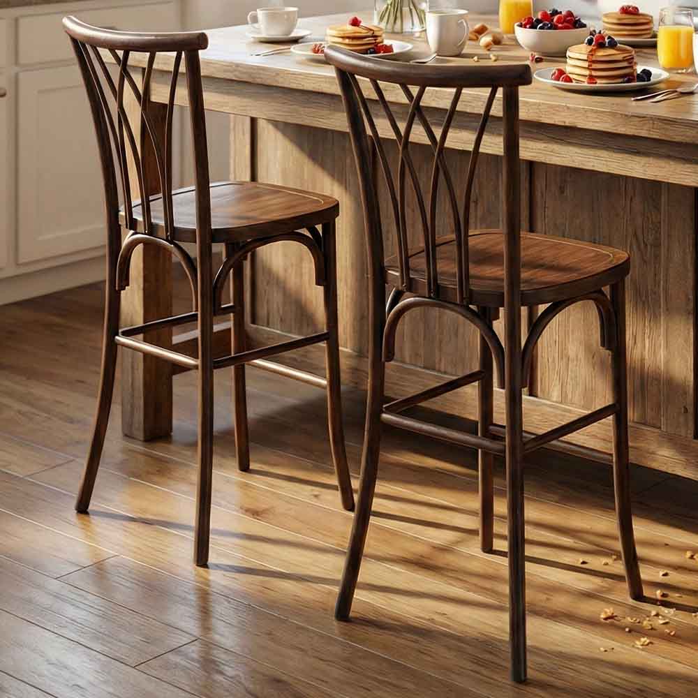 Chivari Fruitwood Resin Steel Skeleton™ Willow Barstool - 2 Pack - Some Assembly Required BWRF-KD-ST-AX-2