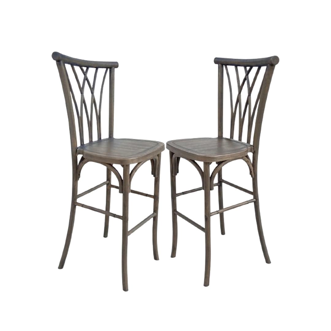 Chivari Fruitwood Resin Steel Skeleton™ Willow Barstool - 2 Pack - Some Assembly Required BWRF-KD-ST-AX-2