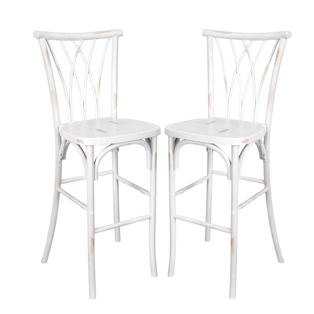 White Distressed Resin Steel Skeleton™ Willow Barstool - 2 Pack - Some Assembly Required
