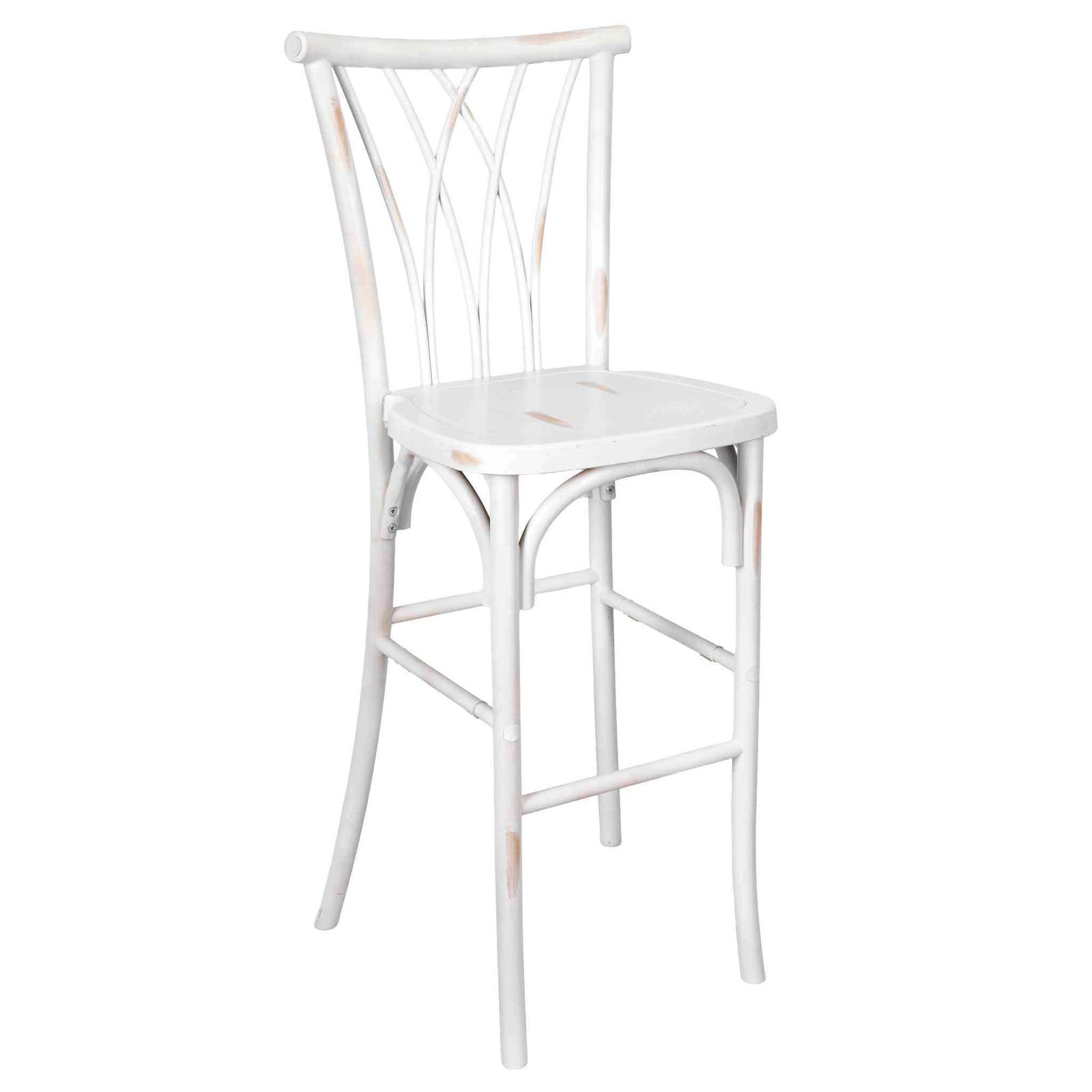 Chivari White Distressed Resin Steel Skeleton™ Willow Barstool - 2 Pack - Some Assembly Required BWRWD-KD-ST-AX-2