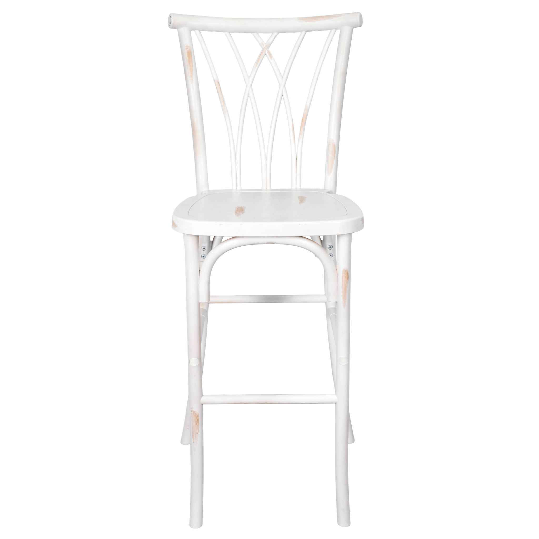 Chivari White Distressed Resin Steel Skeleton™ Willow Barstool - 2 Pack - Some Assembly Required BWRWD-KD-ST-AX-2