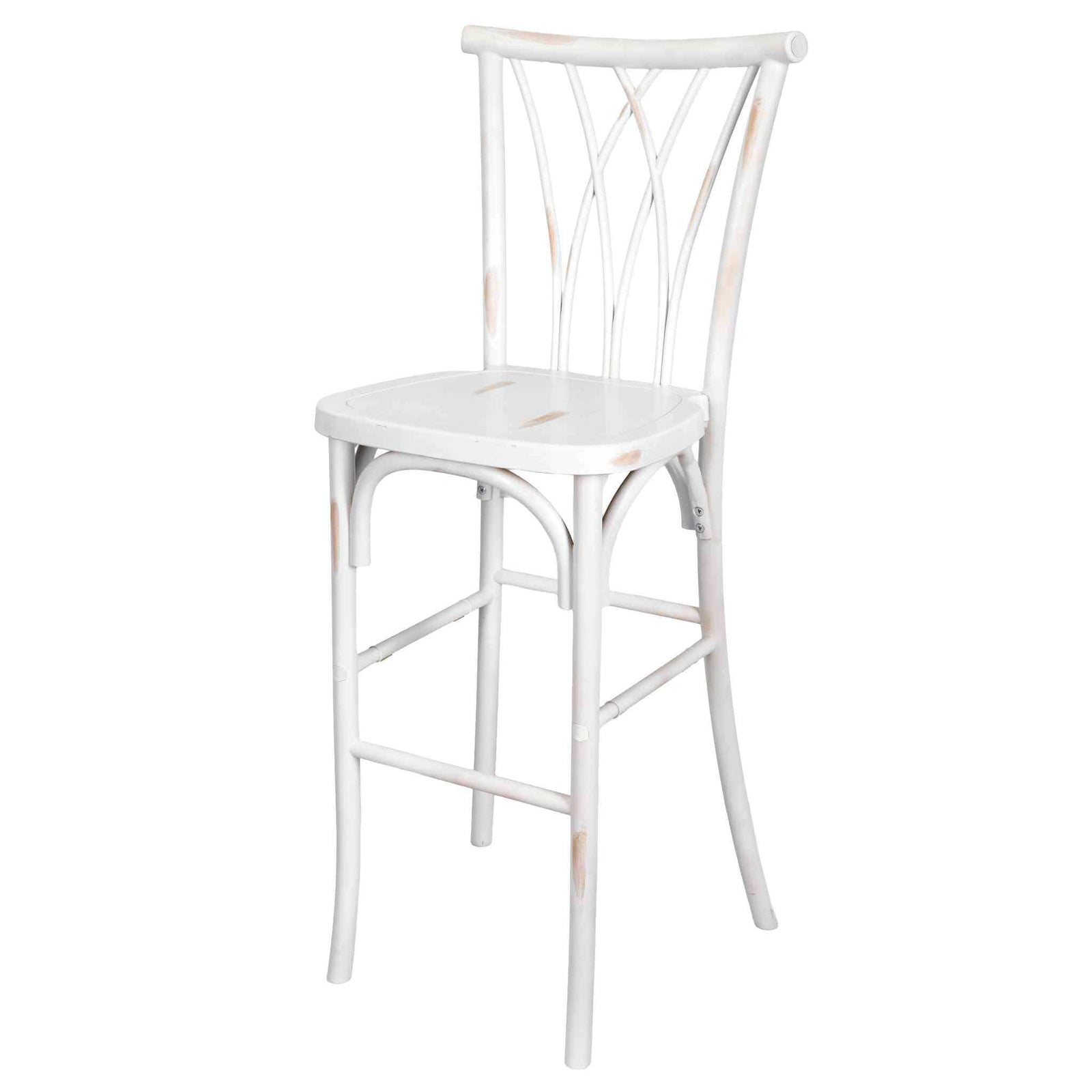 Chivari White Distressed Resin Steel Skeleton™ Willow Barstool - 2 Pack - Some Assembly Required BWRWD-KD-ST-AX-2