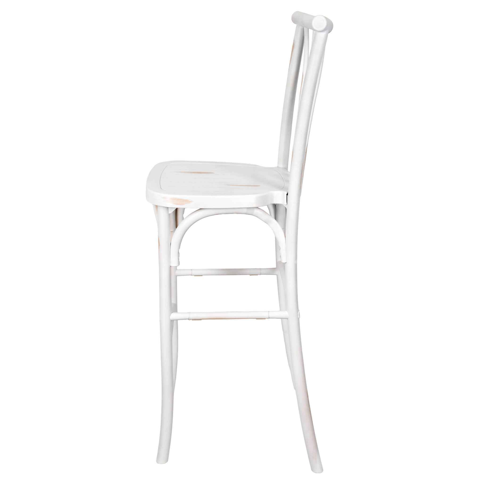 Chivari White Distressed Resin Steel Skeleton™ Willow Barstool - 2 Pack - Some Assembly Required BWRWD-KD-ST-AX-2