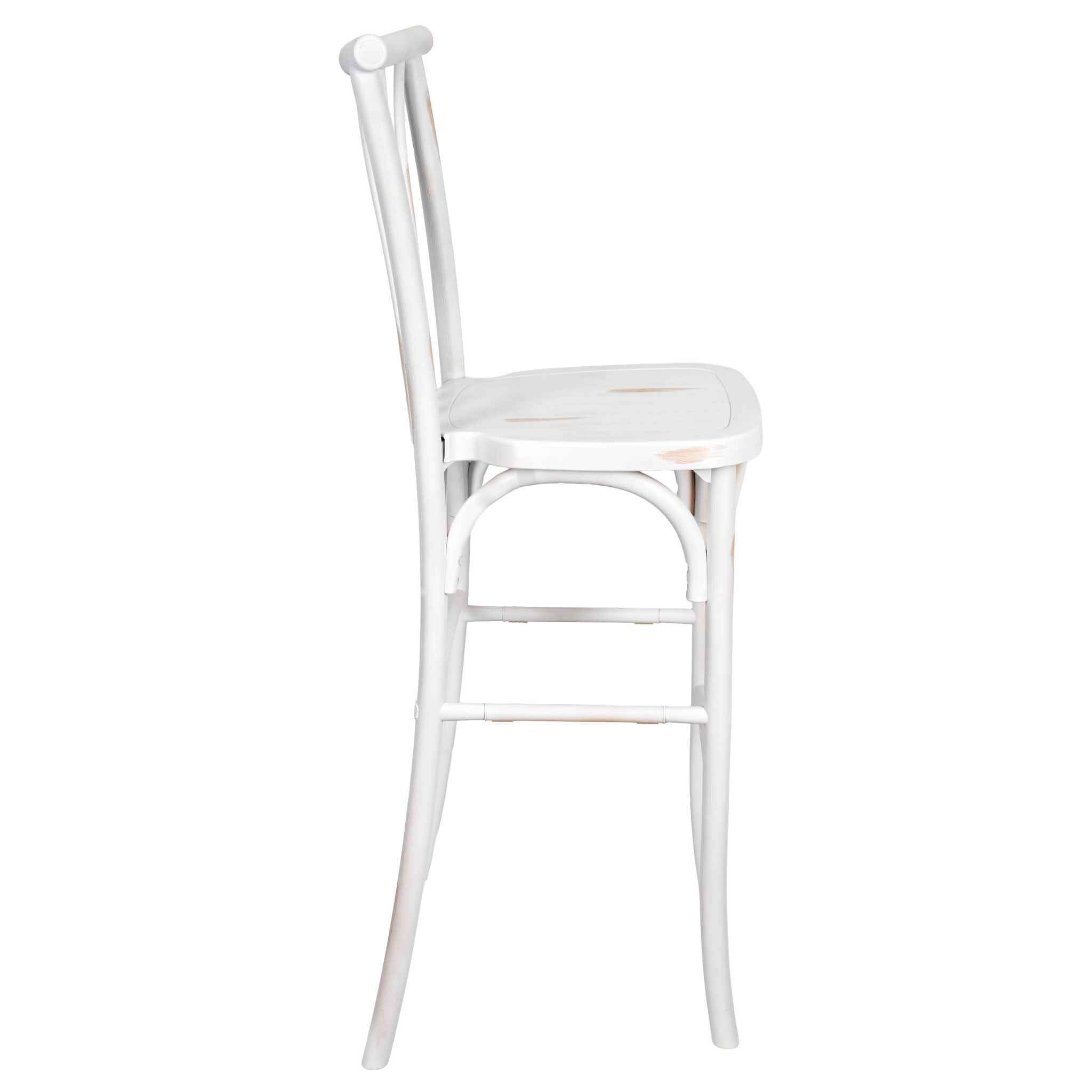 Chivari White Distressed Resin Steel Skeleton™ Willow Barstool - 2 Pack - Some Assembly Required BWRWD-KD-ST-AX-2