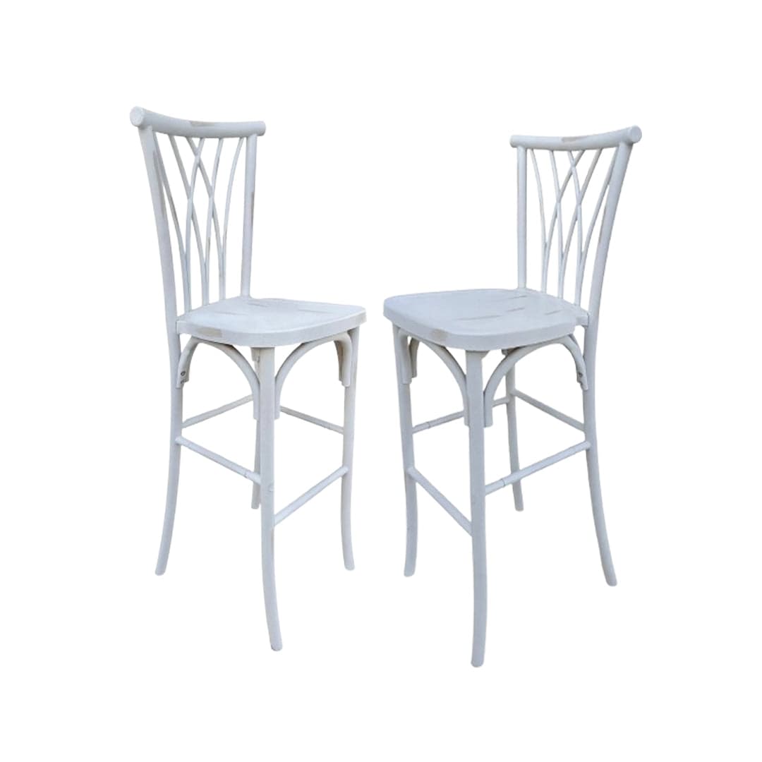 Chivari White Distressed Resin Steel Skeleton™ Willow Barstool - 2 Pack - Some Assembly Required BWRWD-KD-ST-AX-2