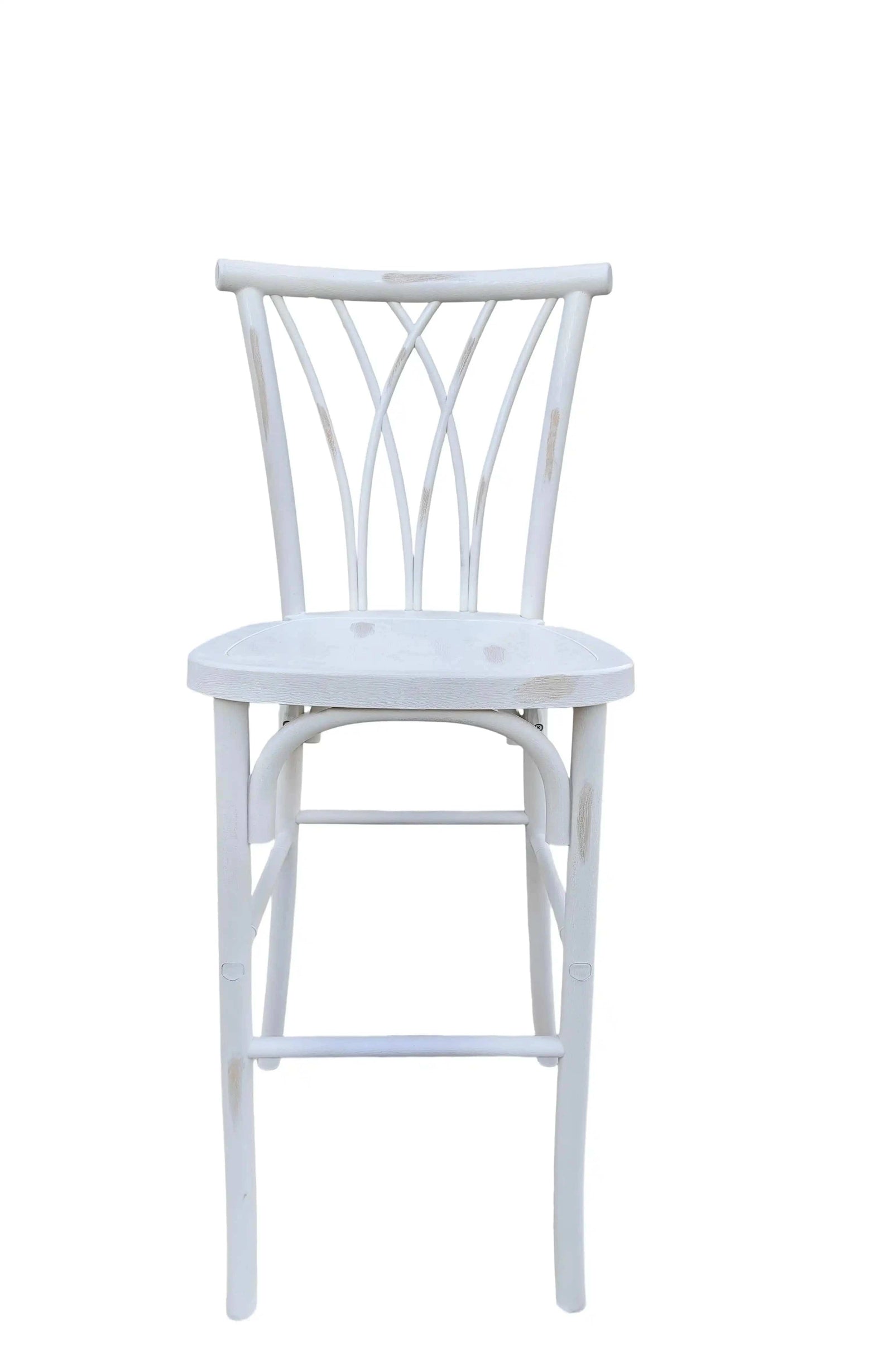 Chivari White Distressed Resin Steel Skeleton™ Willow Barstool - 2 Pack - Some Assembly Required BWRWD-KD-ST-AX-2