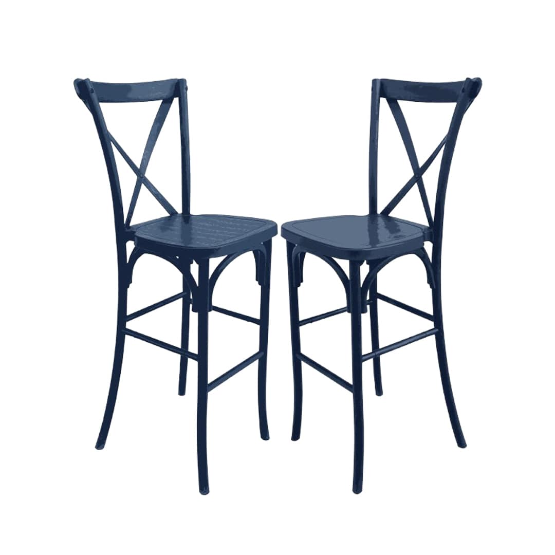 Chivari Black Resin Steel Skeleton™ Cross Back  Barstool - 2 Pack - Some Assembly Required BXRB-KD-ST-AX-2
