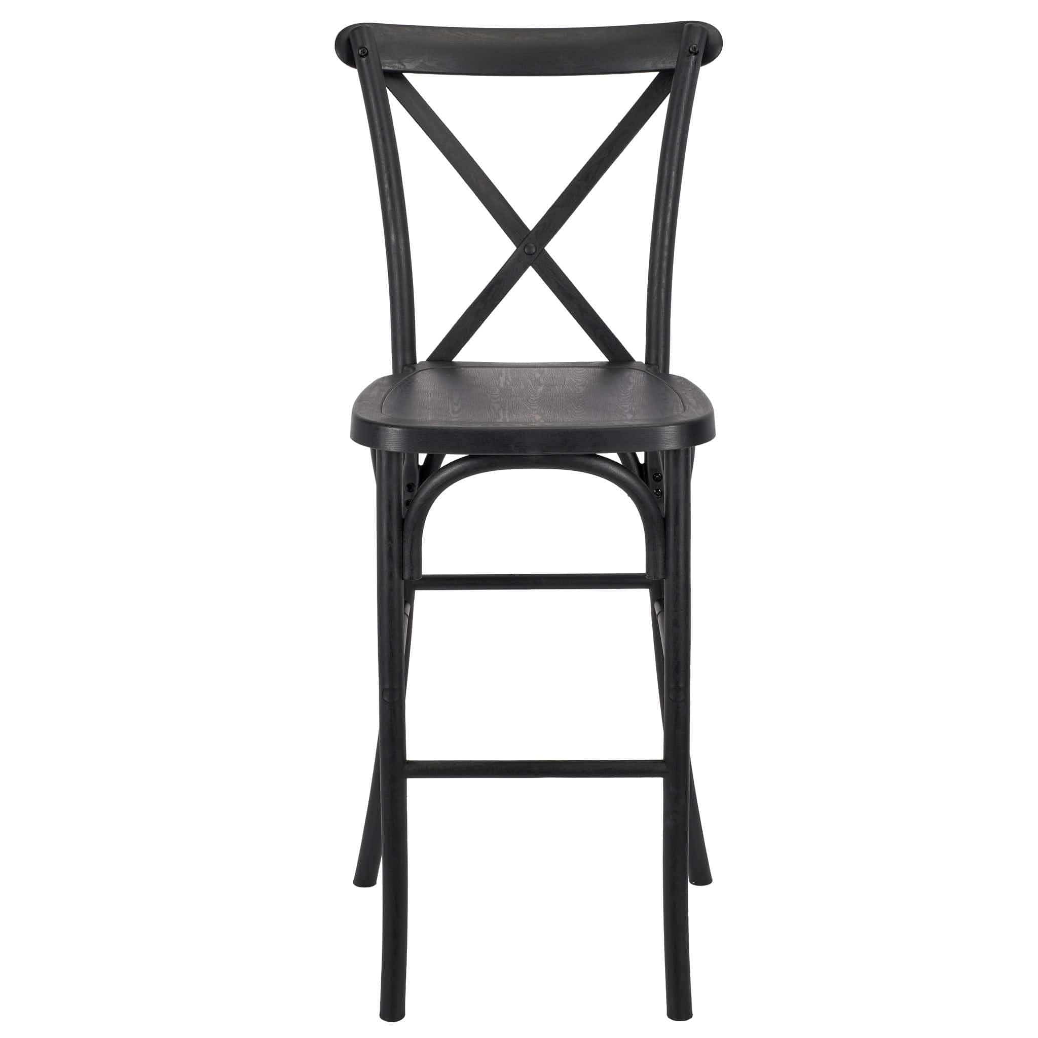 Chivari Black Resin Steel Skeleton™ Cross Back  Barstool - 2 Pack - Some Assembly Required BXRB-KD-ST-AX-2