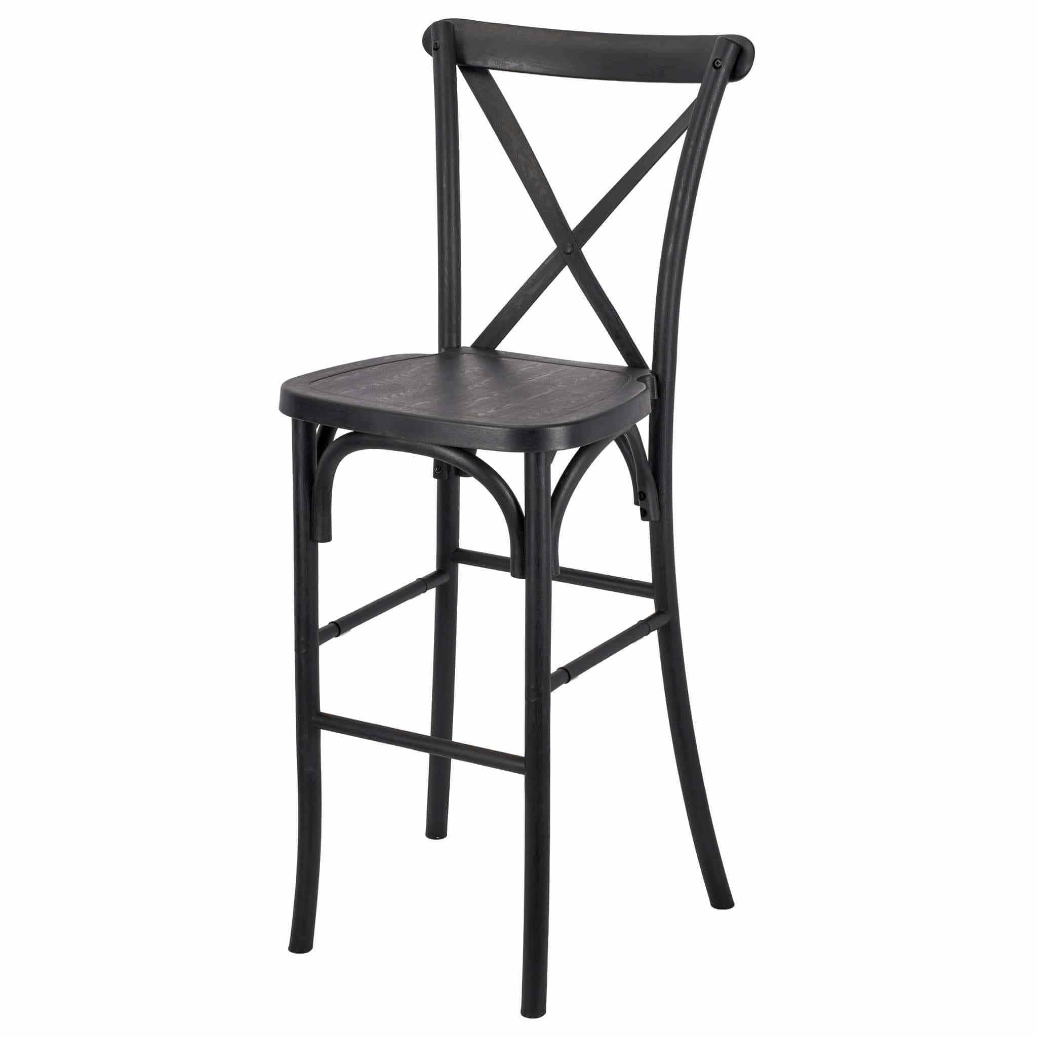 Chivari Black Resin Steel Skeleton™ Cross Back  Barstool - 2 Pack - Some Assembly Required BXRB-KD-ST-AX-2
