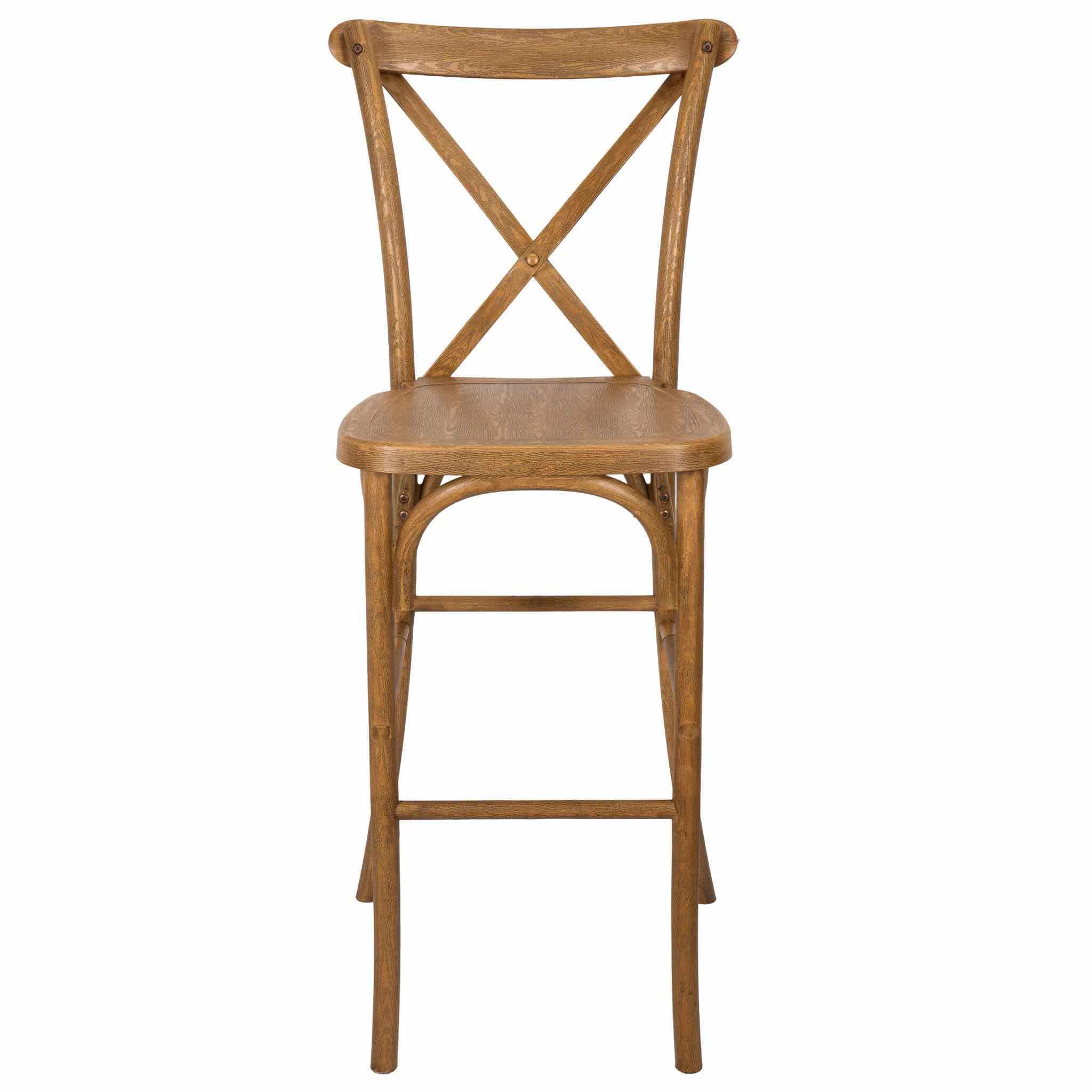 Chivari Chestnut Resin Steel Skeleton™ Cross Back Barstool - 2 Pack - Some Assembly Required BXRC-KD-ST-AX-2