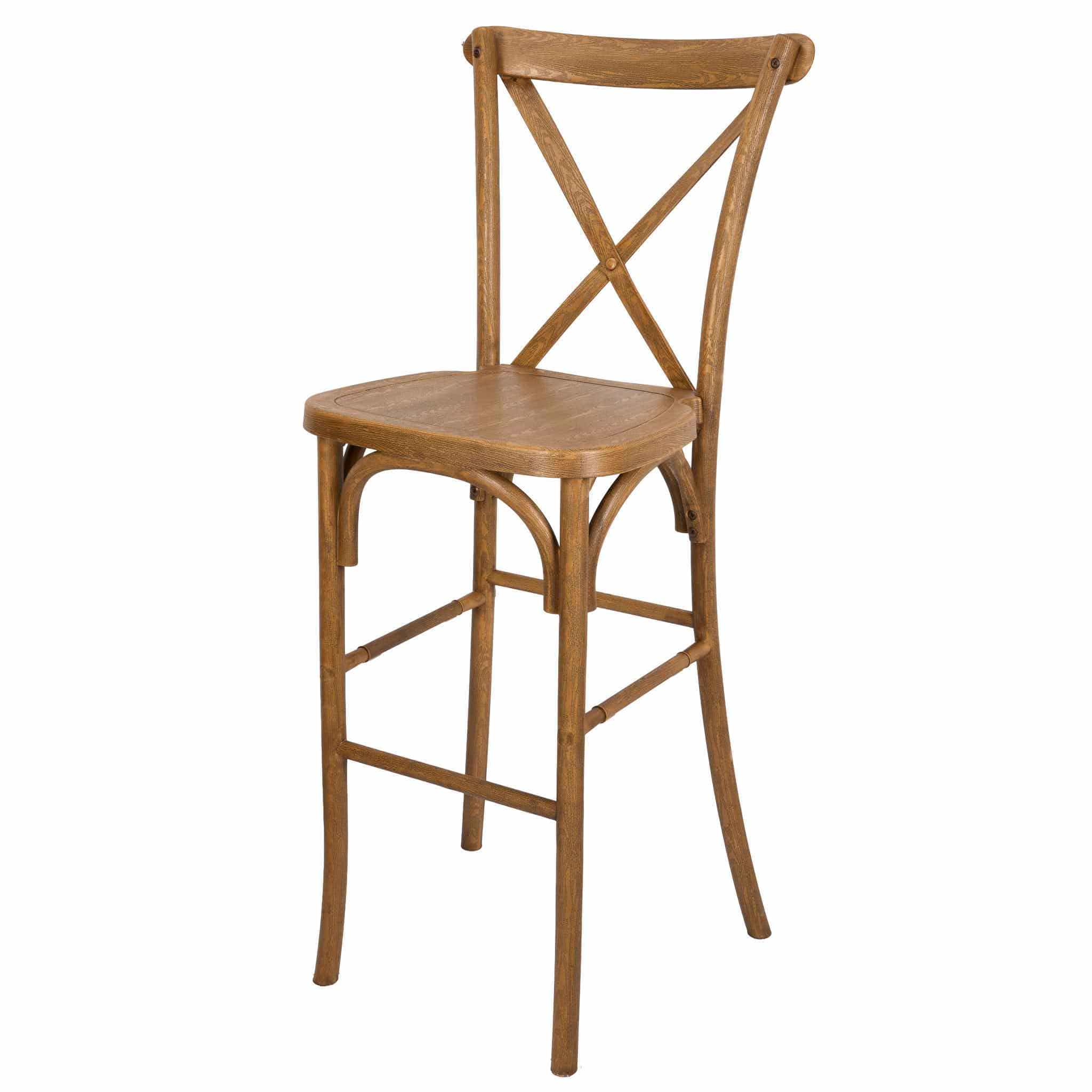 Chivari Chestnut Resin Steel Skeleton™ Cross Back Barstool - 2 Pack - Some Assembly Required BXRC-KD-ST-AX-2