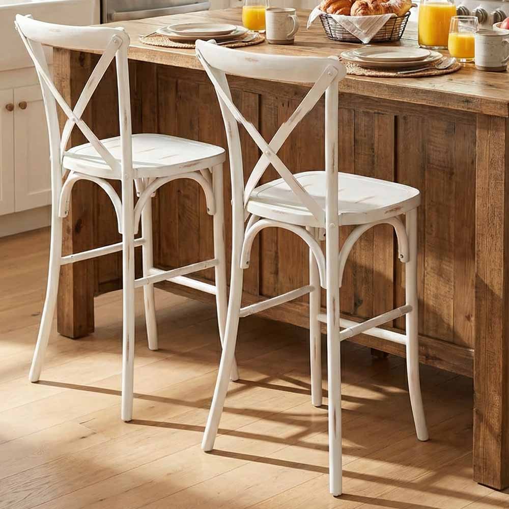 Fruitwood Resin Steel Skeleton™ Cross Back Barstool - 2 Pack - Some Assembly Required