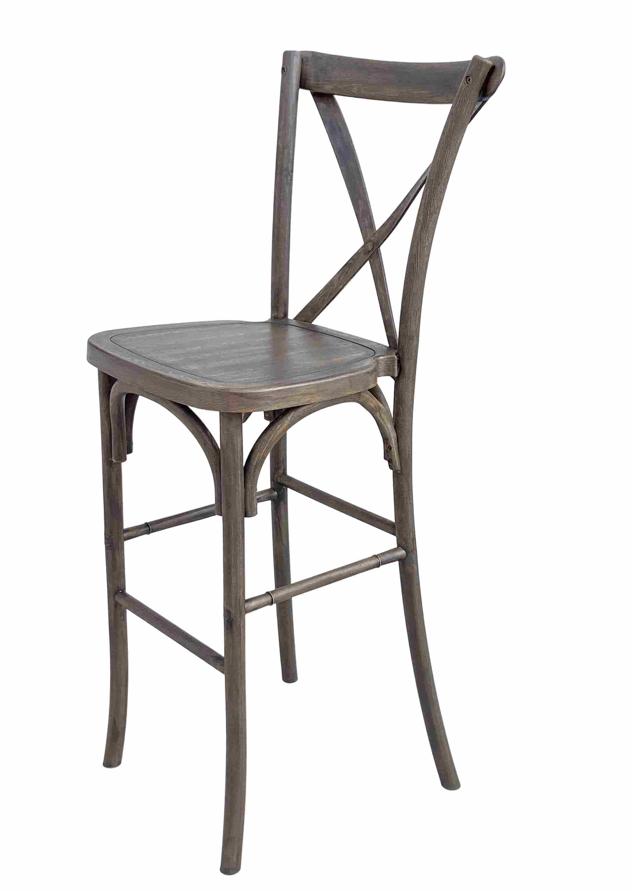 Chivari Fruitwood Resin Steel Skeleton™ Cross Back Barstool - 2 Pack - Some Assembly Required BXRF-KD-ST-AX-2