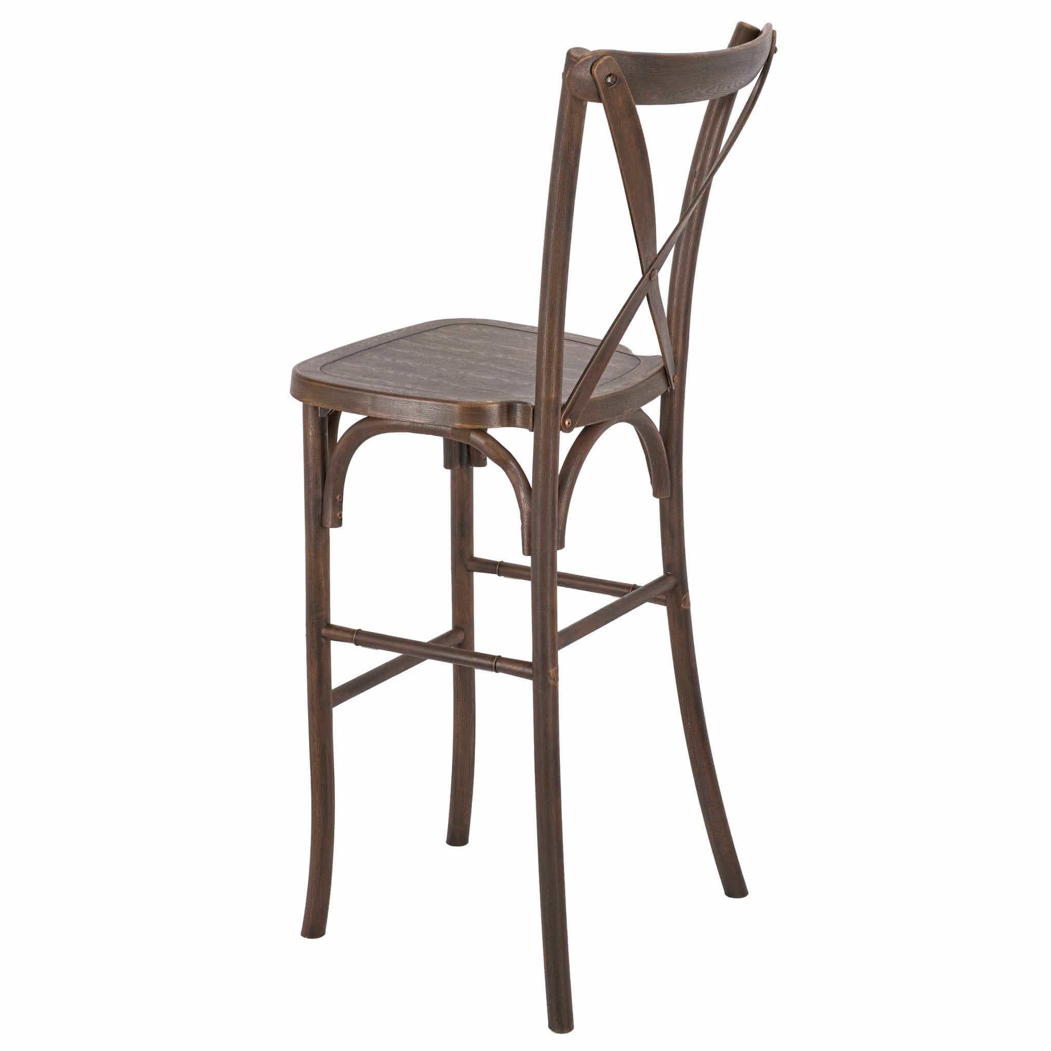 Chivari Fruitwood Resin Steel Skeleton™ Cross Back Barstool - 2 Pack - Some Assembly Required BXRF-KD-ST-AX-2