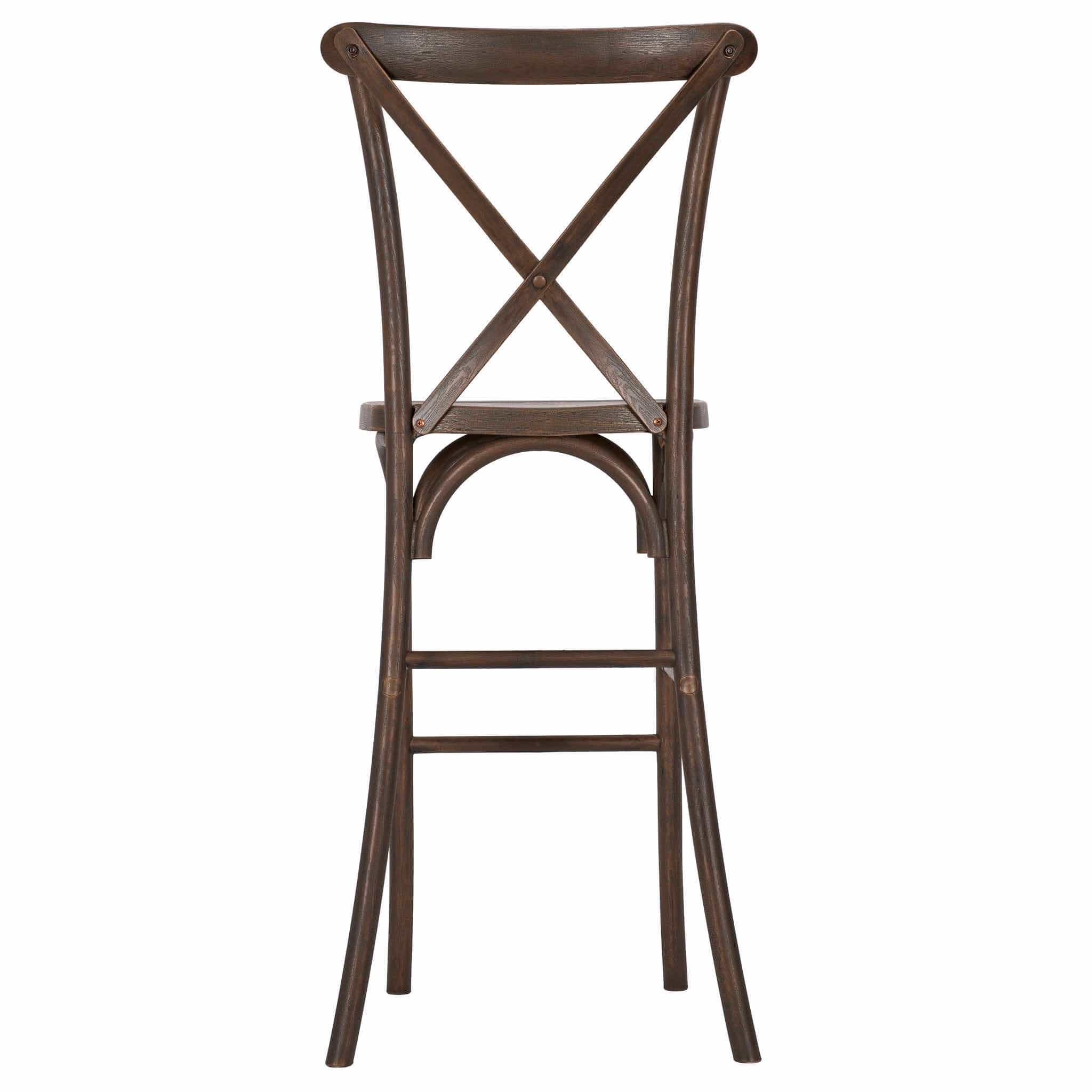 Chivari Fruitwood Resin Steel Skeleton™ Cross Back Barstool - 2 Pack - Some Assembly Required BXRF-KD-ST-AX-2