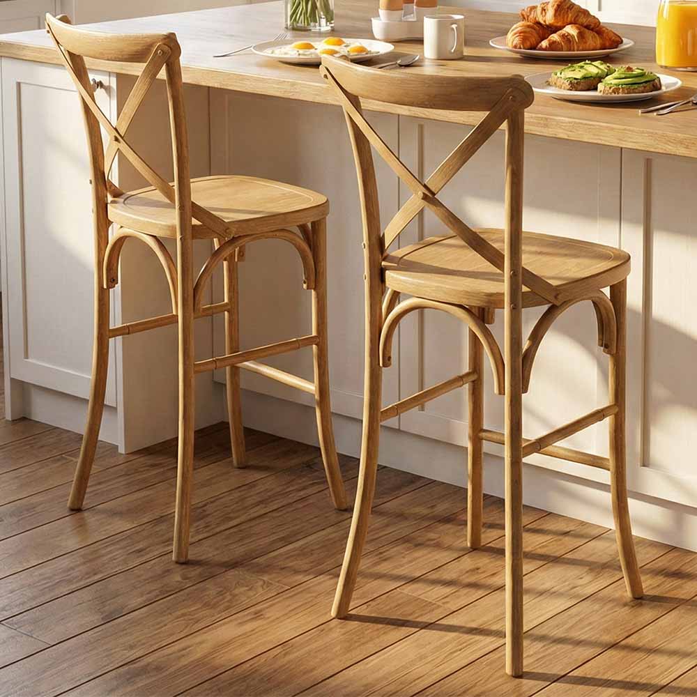 Natural Resin Steel Skeleton™ Cross Back Barstool - 2 Pack - Some Assembly Required