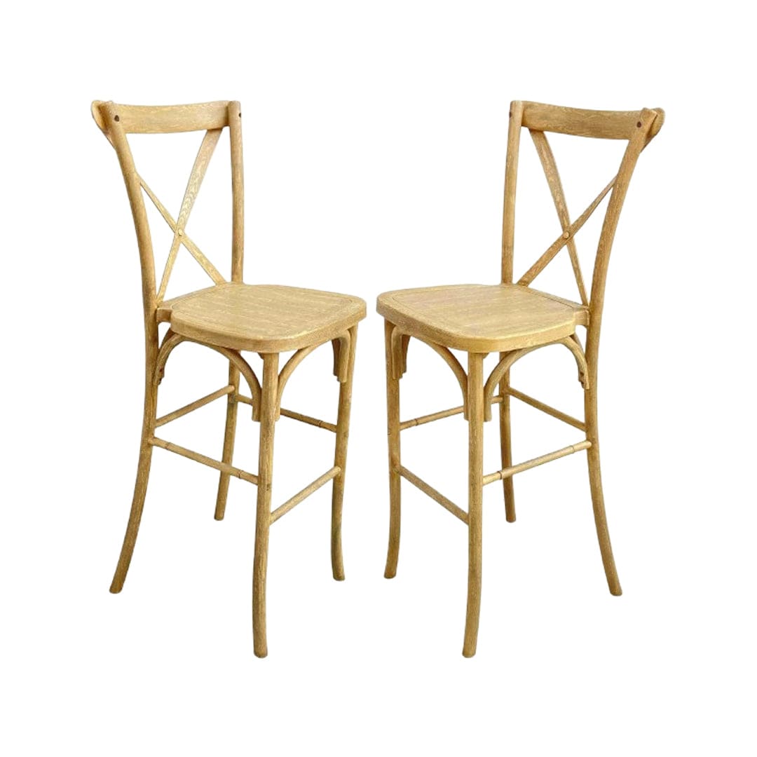 Chivari Natural Resin Steel Skeleton™ Cross Back Barstool - 2 Pack - Some Assembly Required BXRN-KD-ST-AX-2