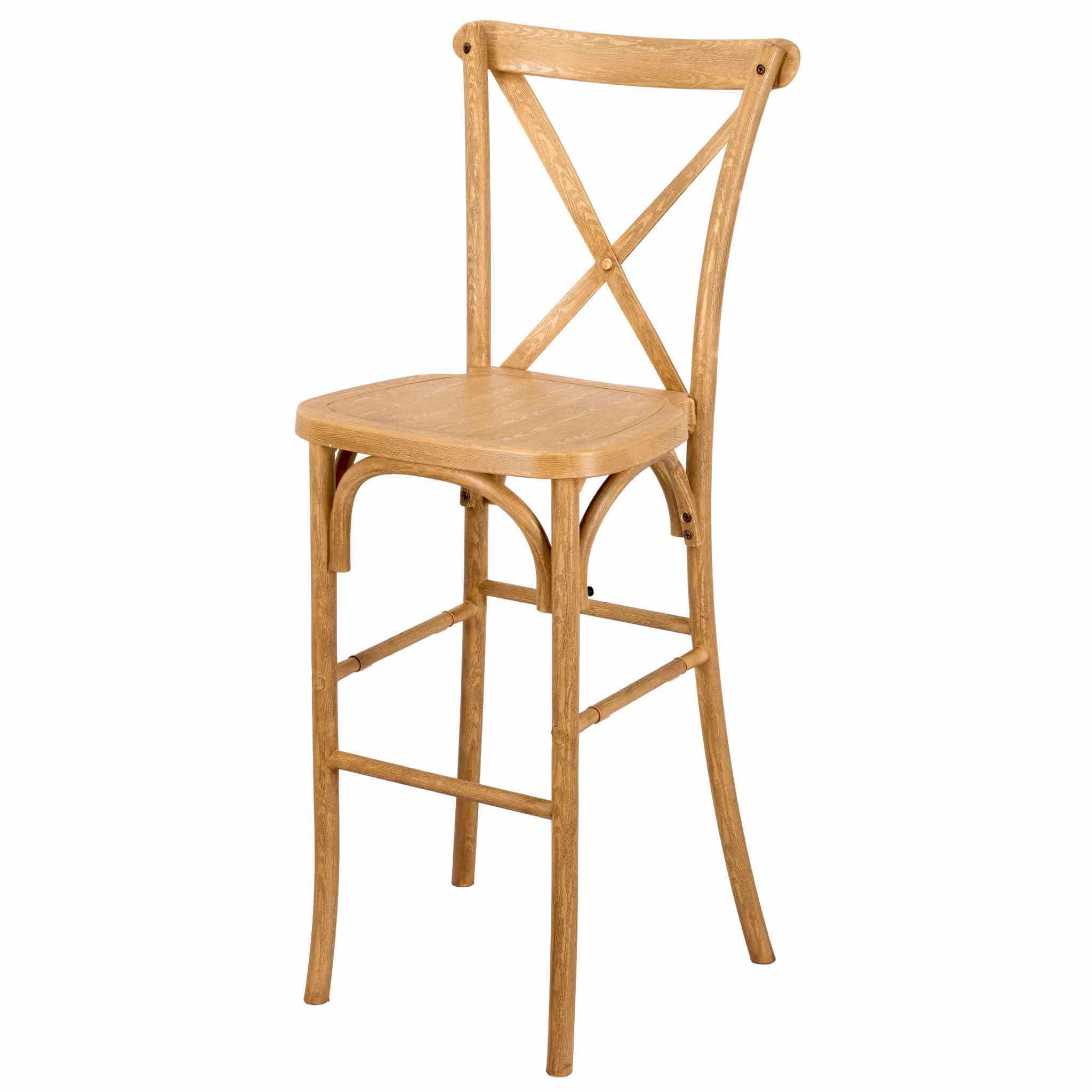 Chivari Natural Resin Steel Skeleton™ Cross Back Barstool - 2 Pack - Some Assembly Required BXRN-KD-ST-AX-2