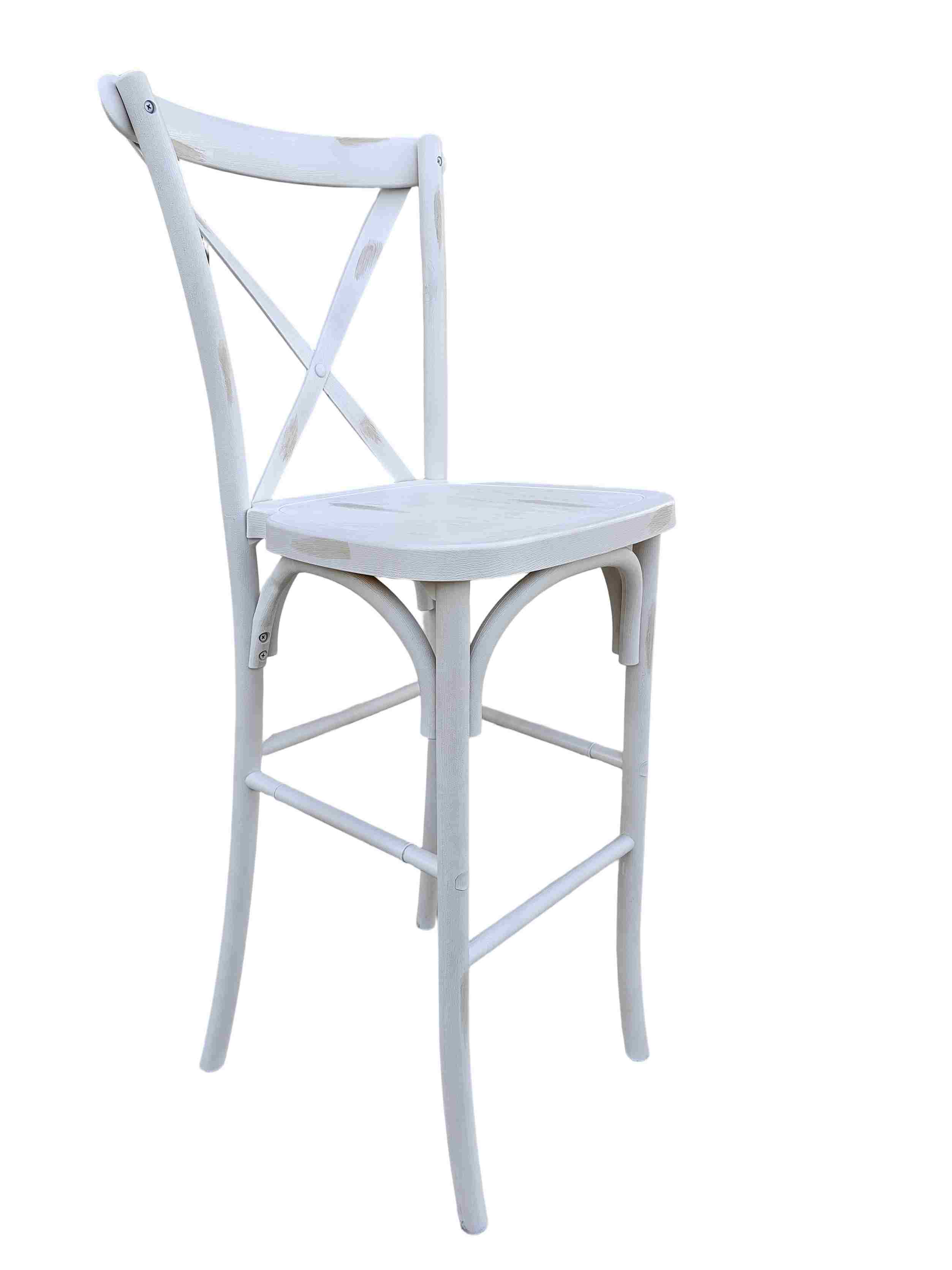 Chivari White Distressed Resin Steel Skeleton™ Cross Back Barstool - 2 Pack - Some Assembly Required BXRWD-KD-ST-AX-2