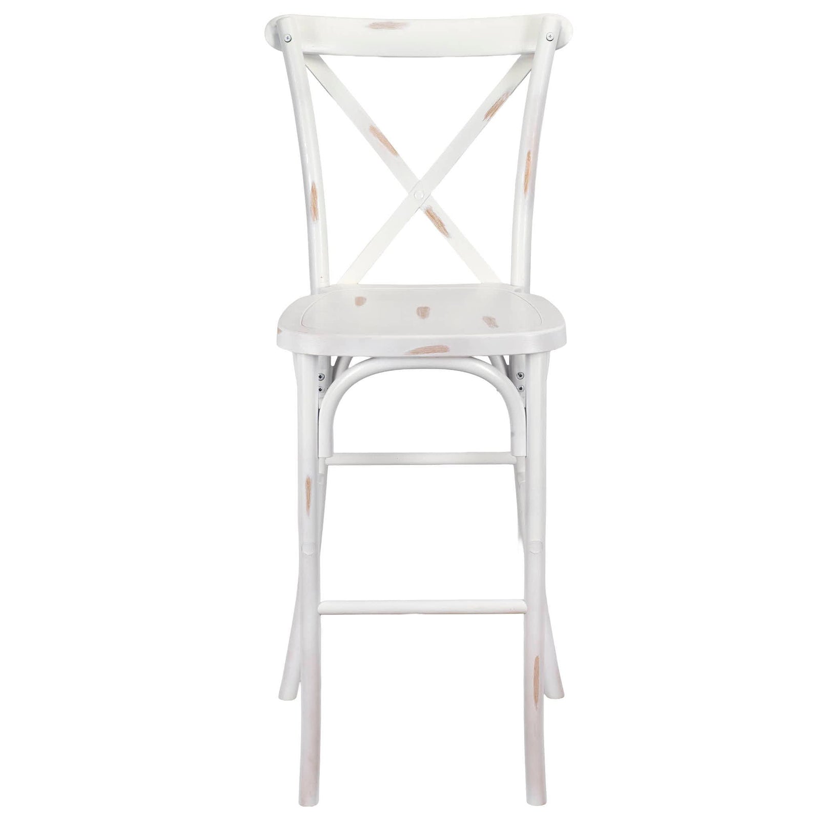 Chivari White Distressed Resin Steel Skeleton™ Cross Back Barstool - 2 Pack - Some Assembly Required BXRWD-KD-ST-AX-2