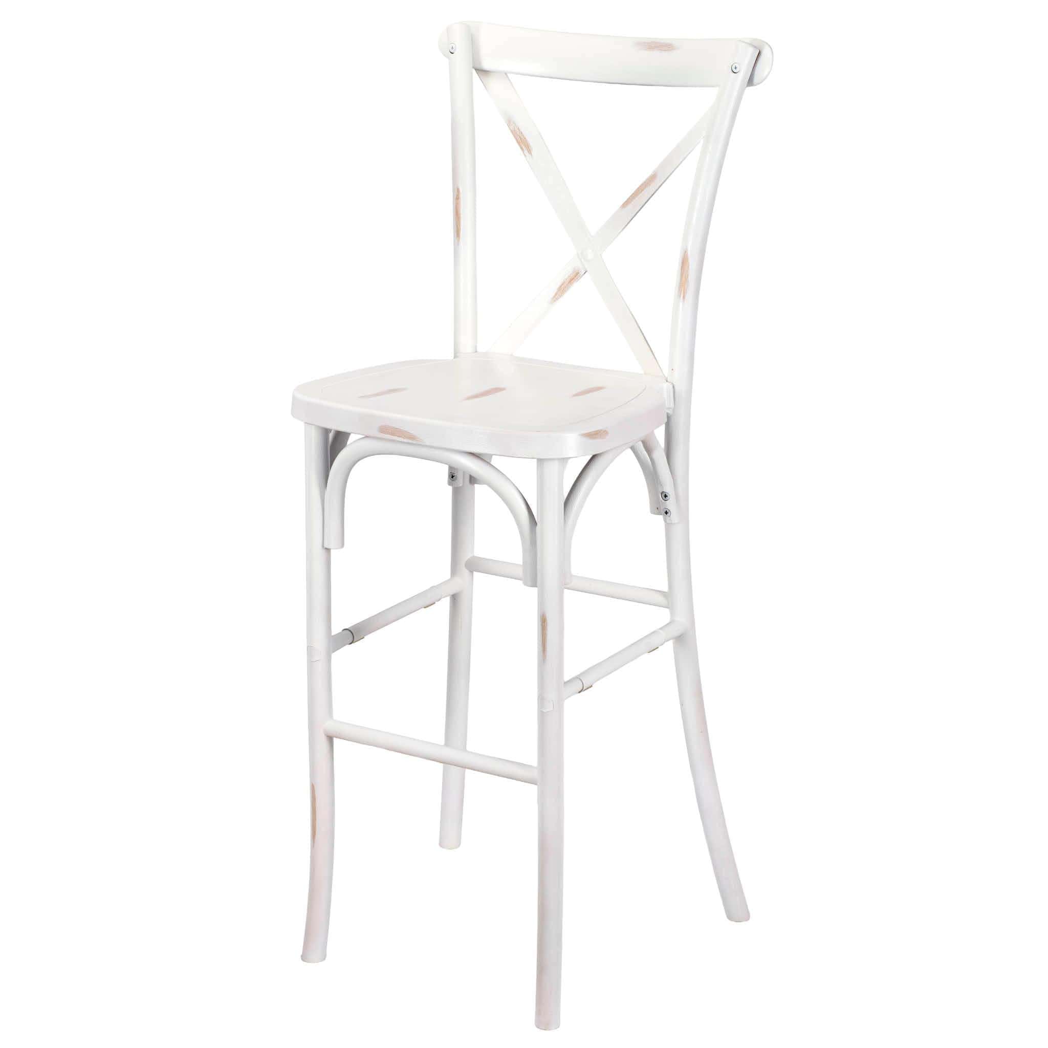 Chivari White Distressed Resin Steel Skeleton™ Cross Back Barstool - 2 Pack - Some Assembly Required BXRWD-KD-ST-AX-2