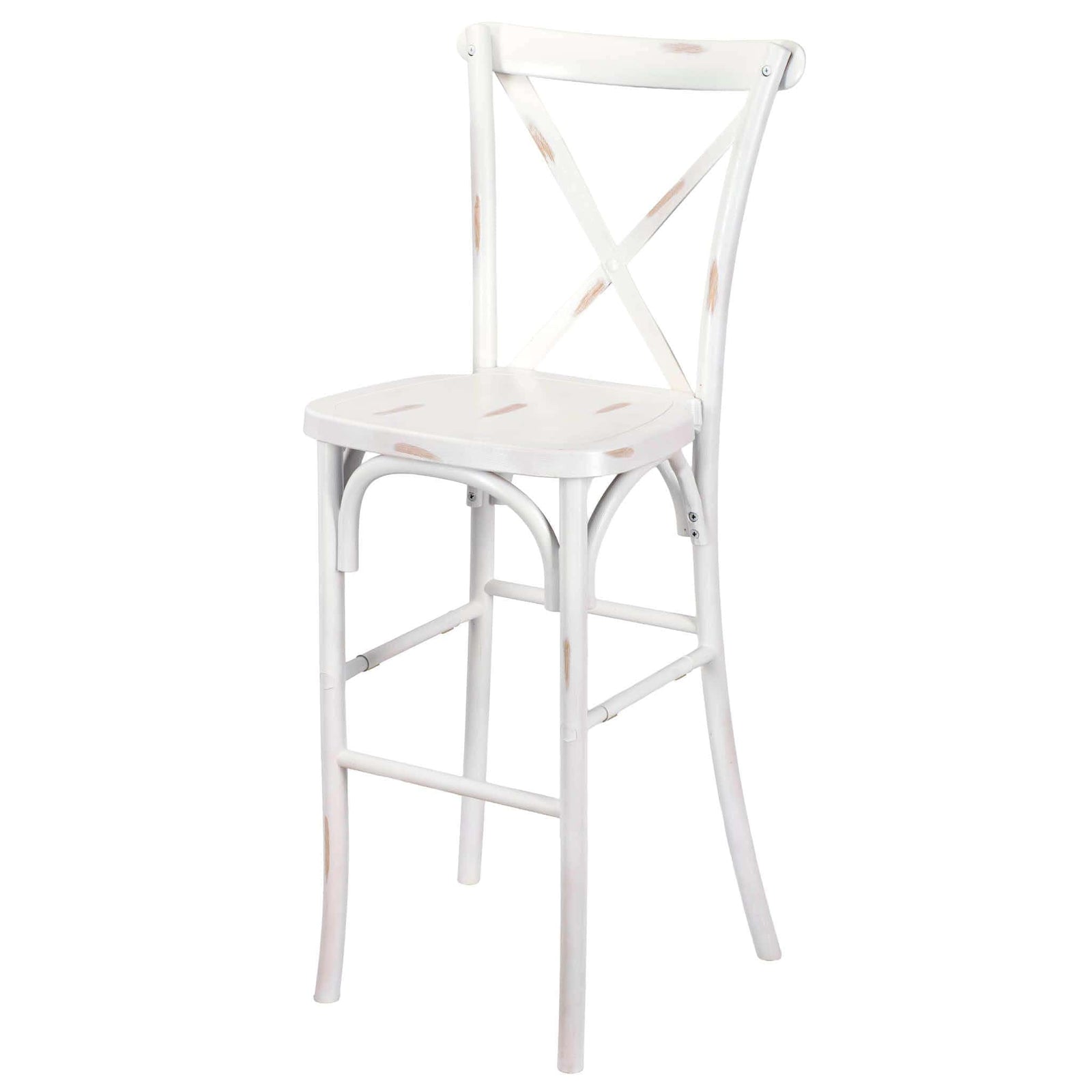 Chivari White Distressed Resin Steel Skeleton™ Cross Back Barstool - 2 Pack - Some Assembly Required BXRWD-KD-ST-AX-2