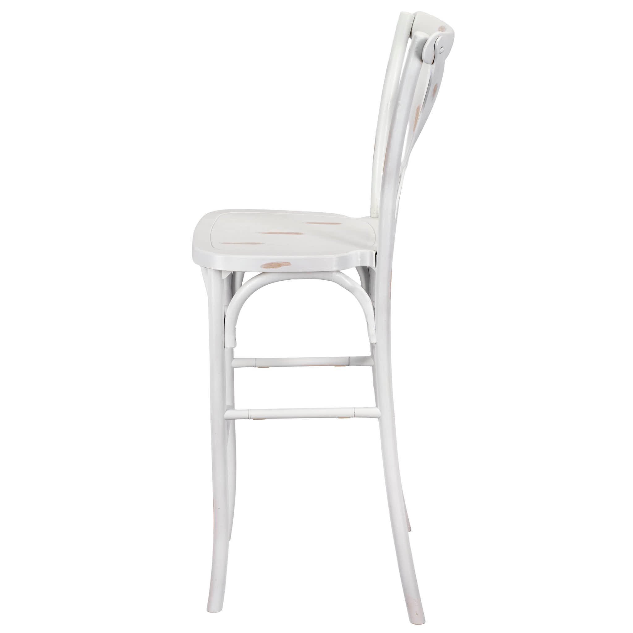Chivari White Distressed Resin Steel Skeleton™ Cross Back Barstool - 2 Pack - Some Assembly Required BXRWD-KD-ST-AX-2