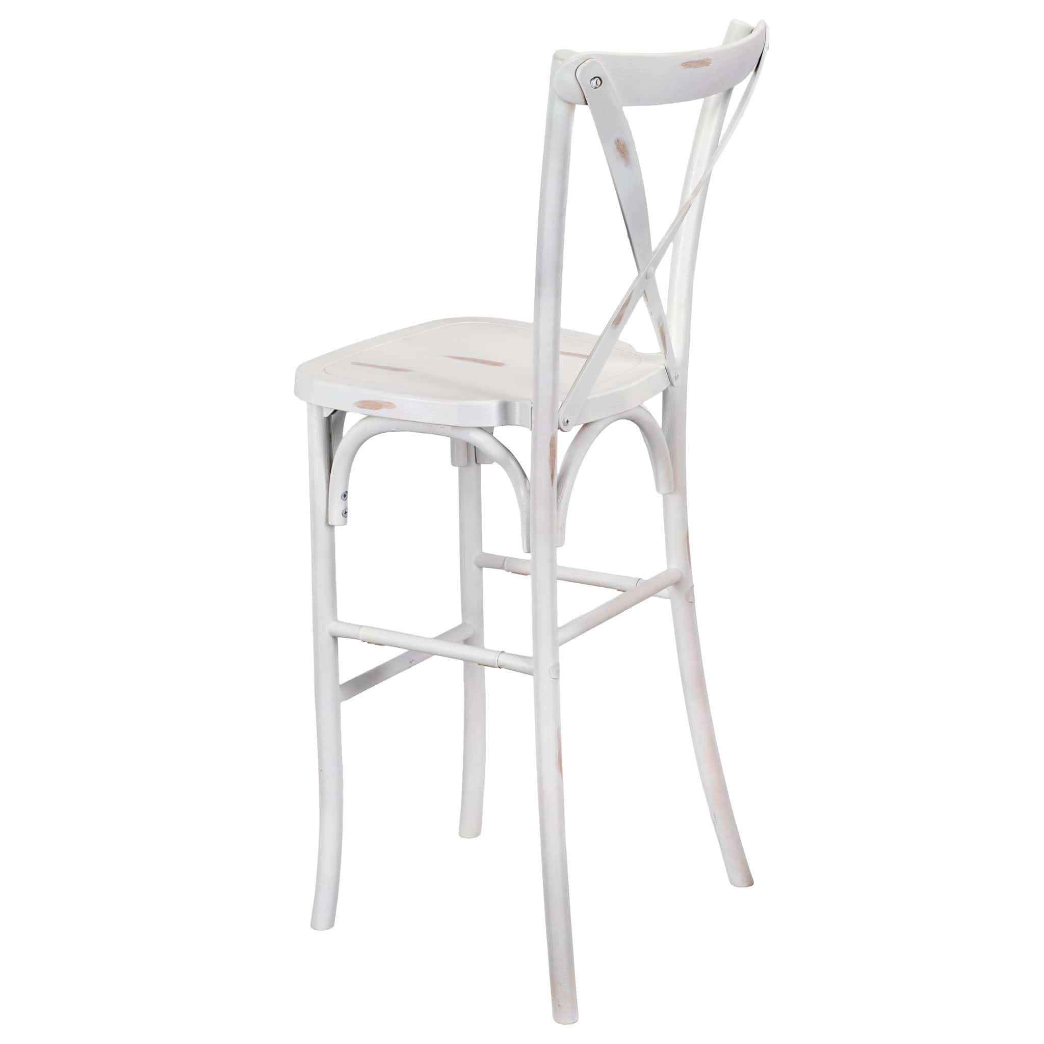 Chivari White Distressed Resin Steel Skeleton™ Cross Back Barstool - 2 Pack - Some Assembly Required BXRWD-KD-ST-AX-2