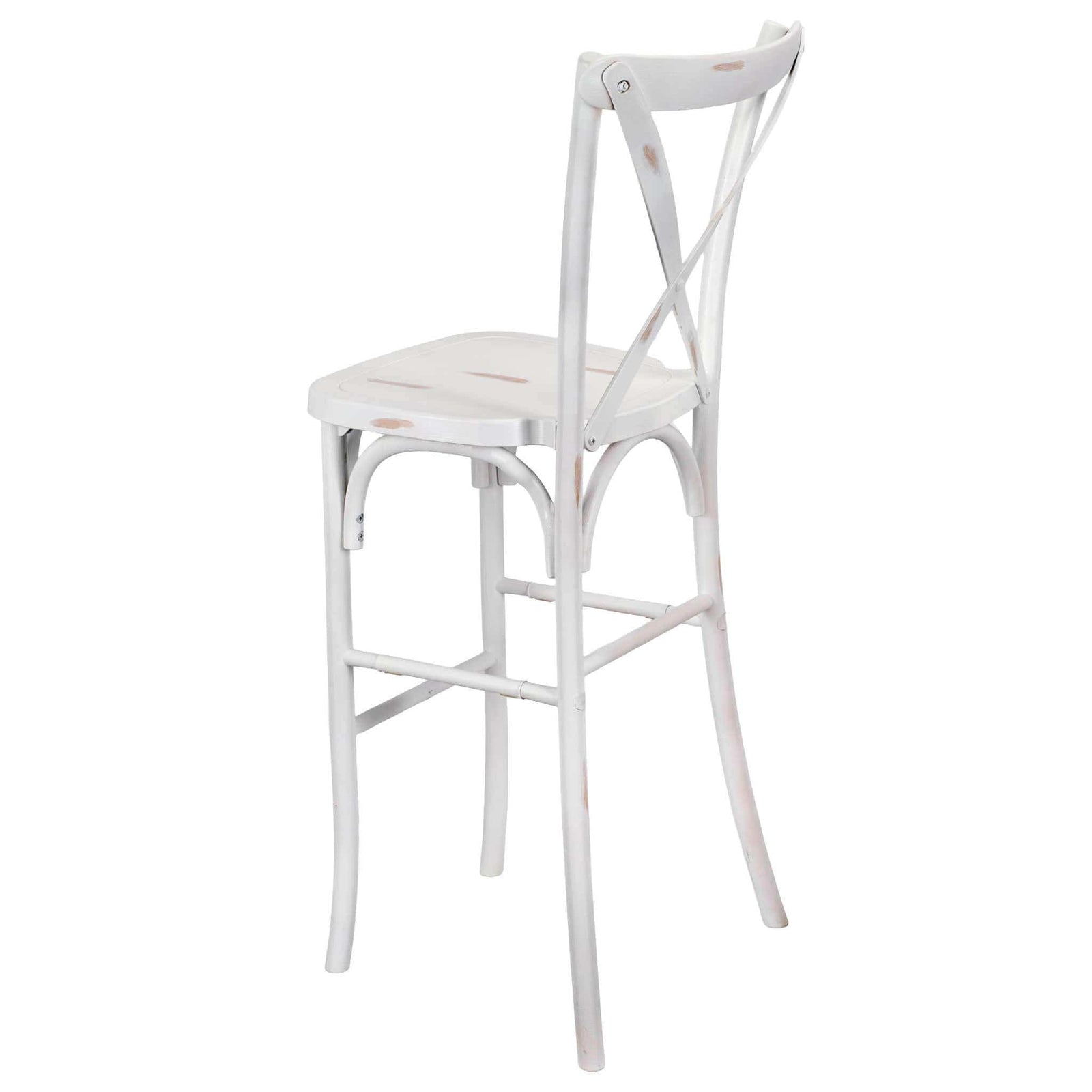 Chivari White Distressed Resin Steel Skeleton™ Cross Back Barstool - 2 Pack - Some Assembly Required BXRWD-KD-ST-AX-2