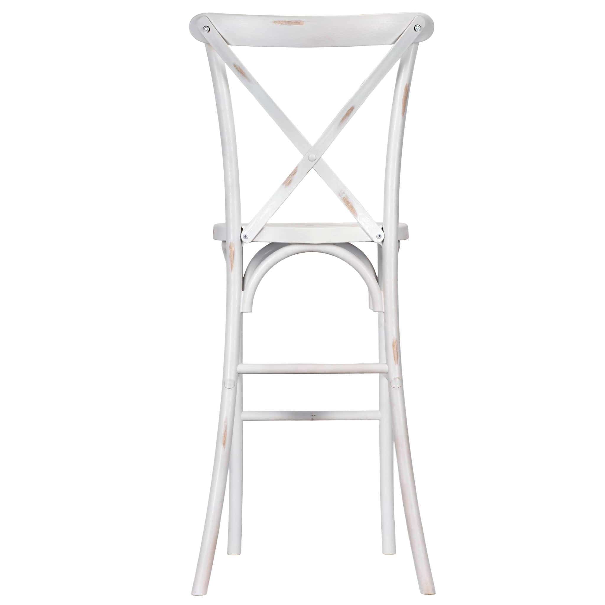 Chivari White Distressed Resin Steel Skeleton™ Cross Back Barstool - 2 Pack - Some Assembly Required BXRWD-KD-ST-AX-2