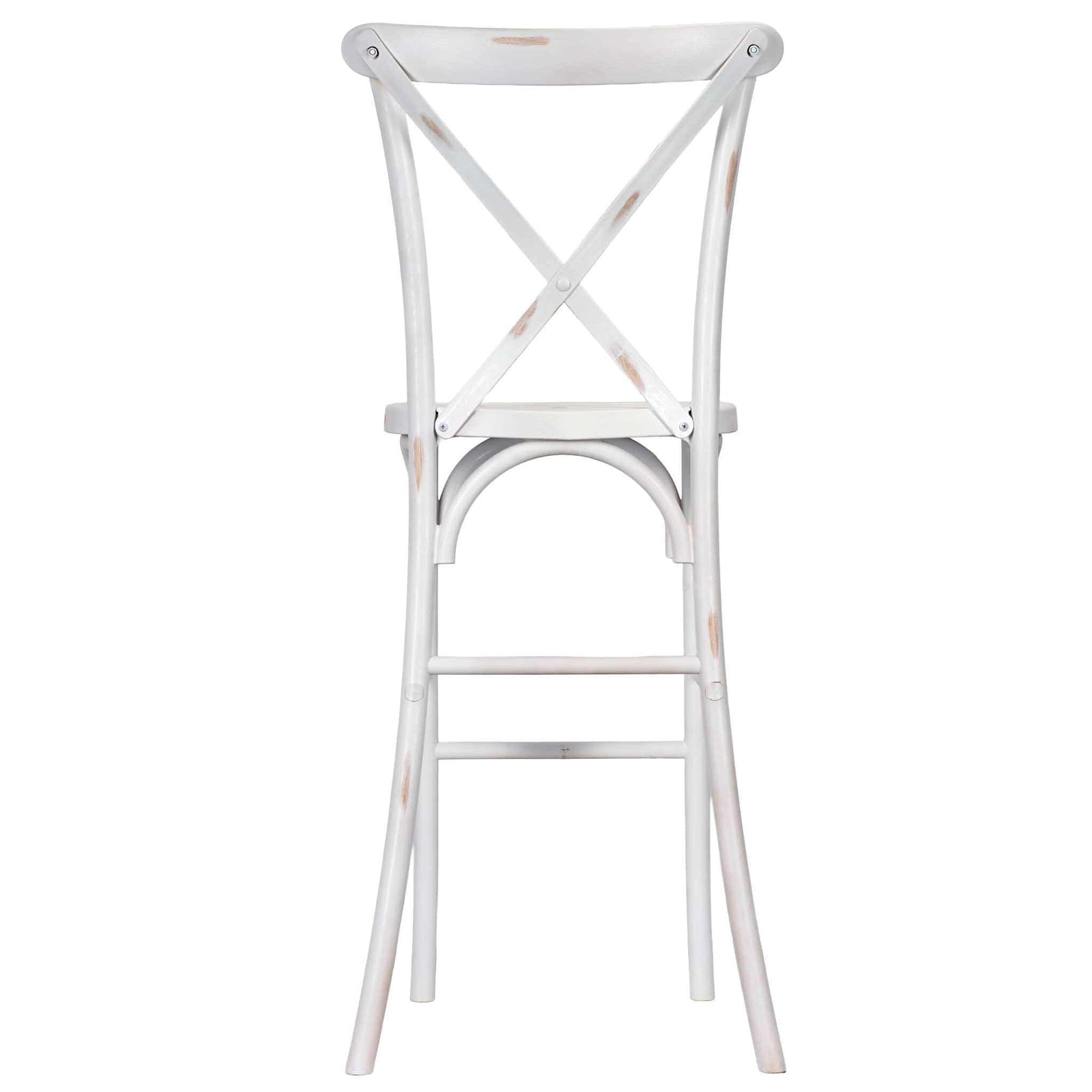 Chivari White Distressed Resin Steel Skeleton™ Cross Back Barstool - 2 Pack - Some Assembly Required BXRWD-KD-ST-AX-2