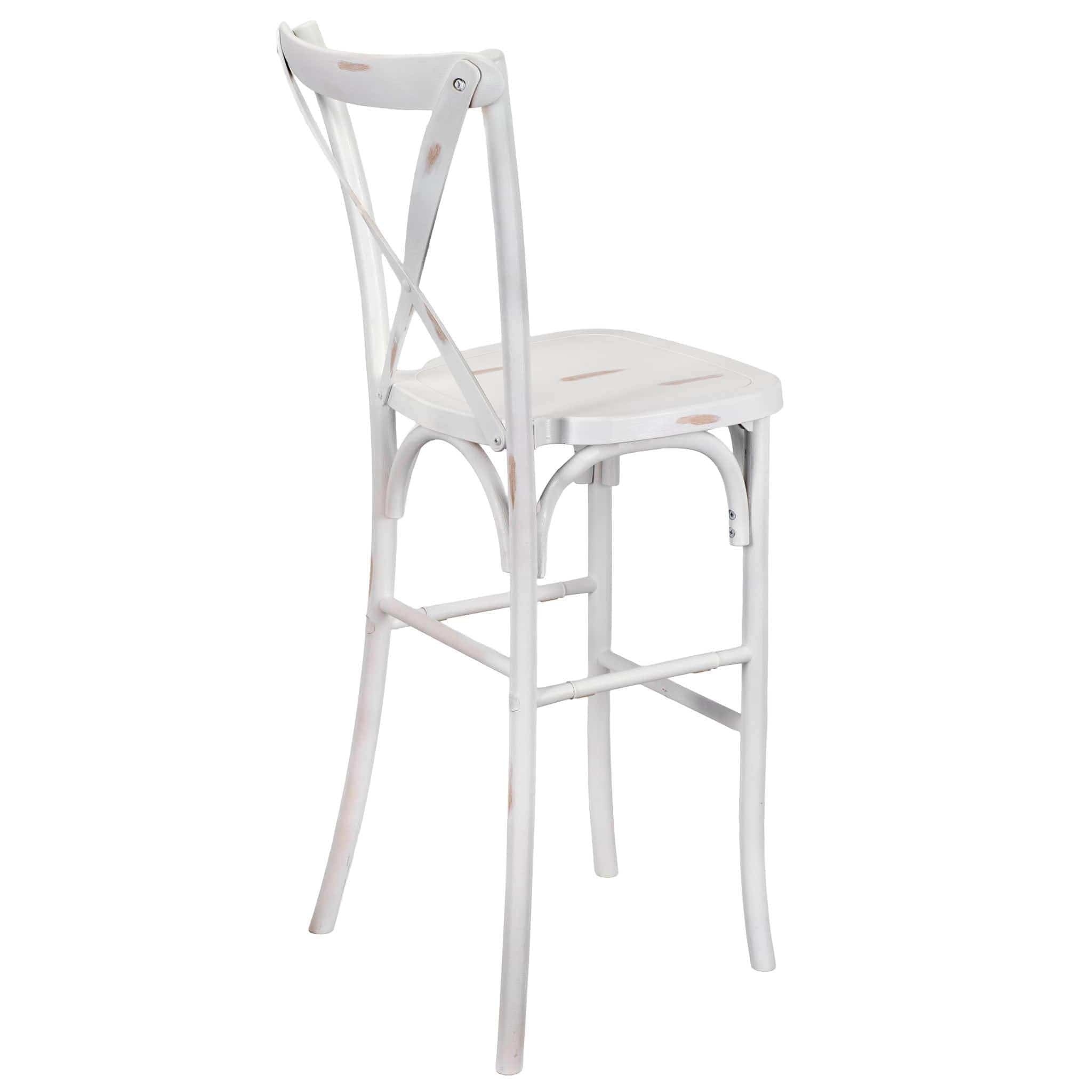 Chivari White Distressed Resin Steel Skeleton™ Cross Back Barstool - 2 Pack - Some Assembly Required BXRWD-KD-ST-AX-2